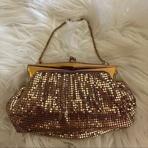 VINTAGE Whiting‎ Davis Gold Mesh Bag Purse